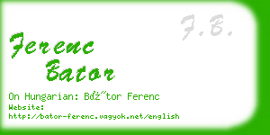 ferenc bator business card